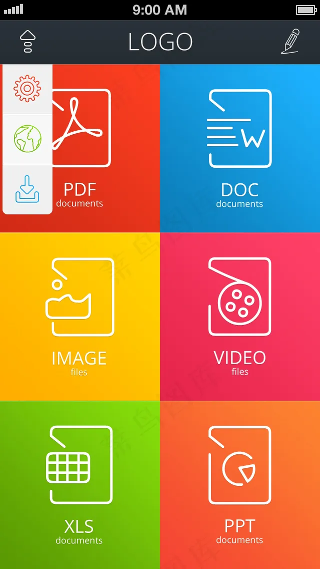 彩色APP界面psd模版下载