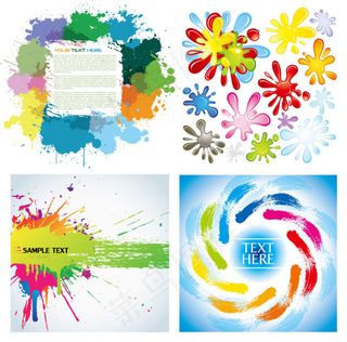 彩色墨迹矢量素材