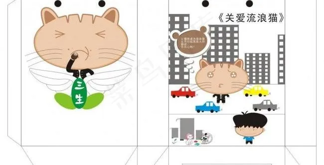 猫粮手提袋包装图片cdr矢量模版下载