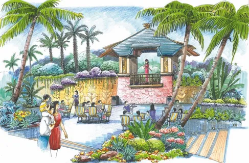 茶座建筑设计手绘图片素材