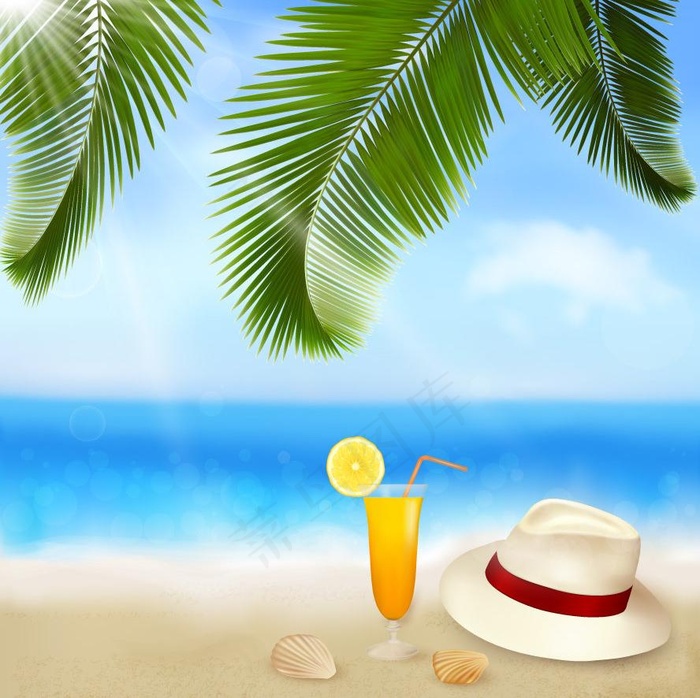 梦幻夏日沙滩风景图片