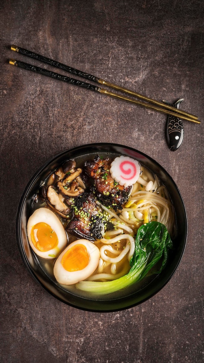 鸡蛋面美食诱惑高清摄影图片