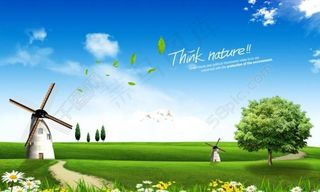 大风车春天风景图片