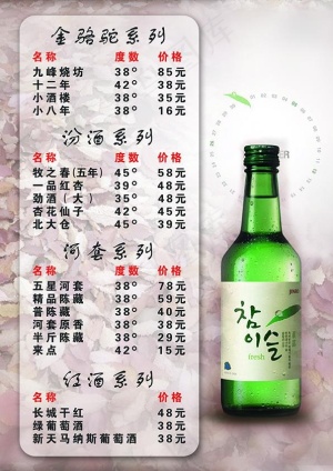 酒水单 餐饮 菜牌