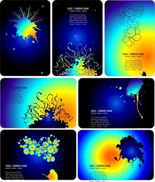 蓝色背景名片模板