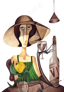 喝红酒的女人油画 喝红酒的女人油画