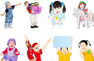 几款可爱儿童人物插画矢量素材图片