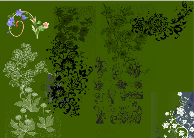 装饰中国风花纹分层