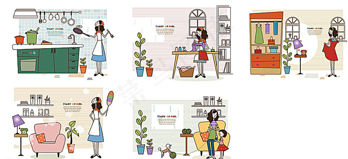 居家女人矢量源文件图片