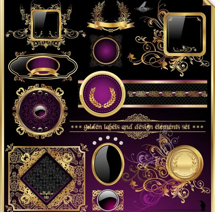 欧式花纹边框 标签图片eps,ai矢量模版下载