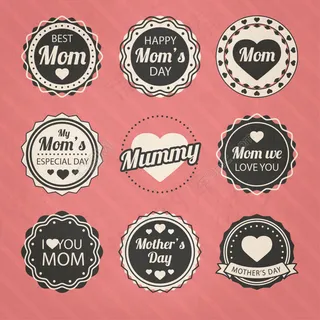 圆形母亲节标签矢量素材