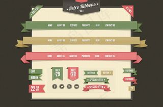 复古网络丝带PSD分层素材