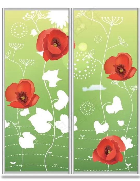 时尚花卉移门图案ai矢量模版下载