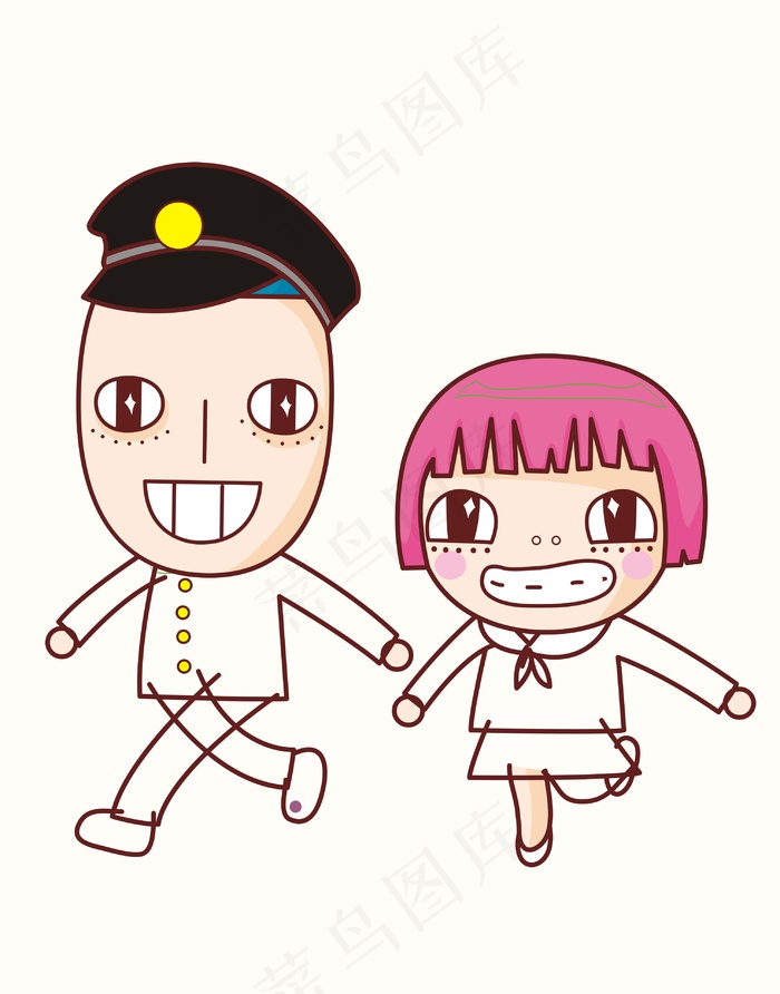 卡通人物矢量图警察女孩儿童