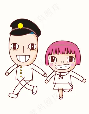 卡通人物矢量图警察女孩儿童