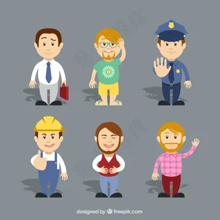 卡通人物扁平化可爱各种职业矢量素材
