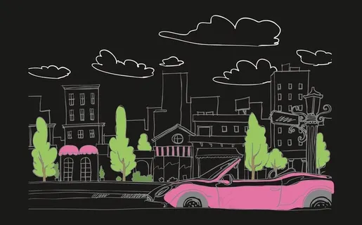 城市 汽车 线条图图片