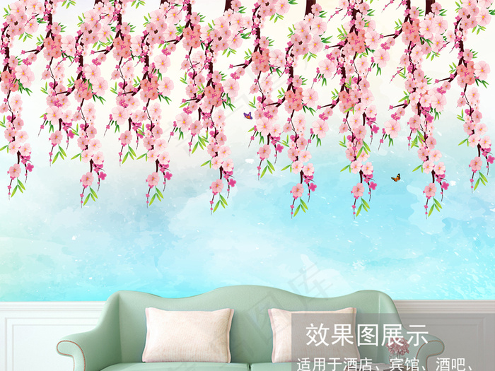 现代手绘花卉背景墙装饰画