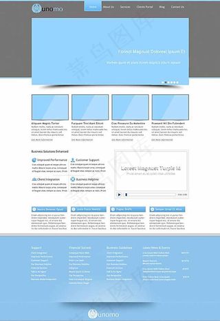 浅蓝色清爽网页UI界面