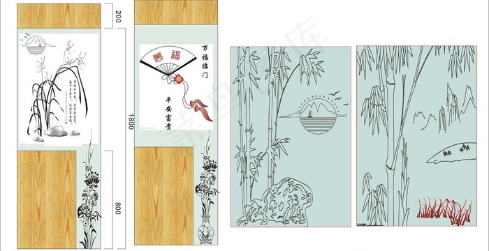 屏风图片cdr矢量模版下载