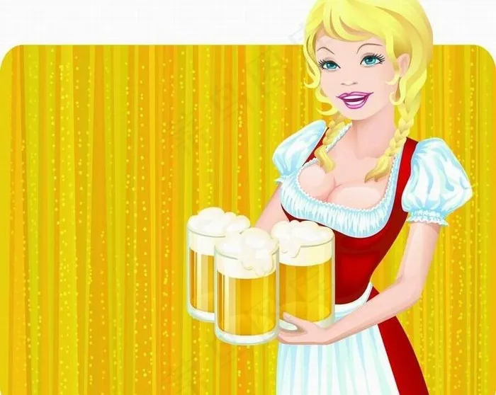 卡通啤酒女郎图片eps,ai矢量模版下载
