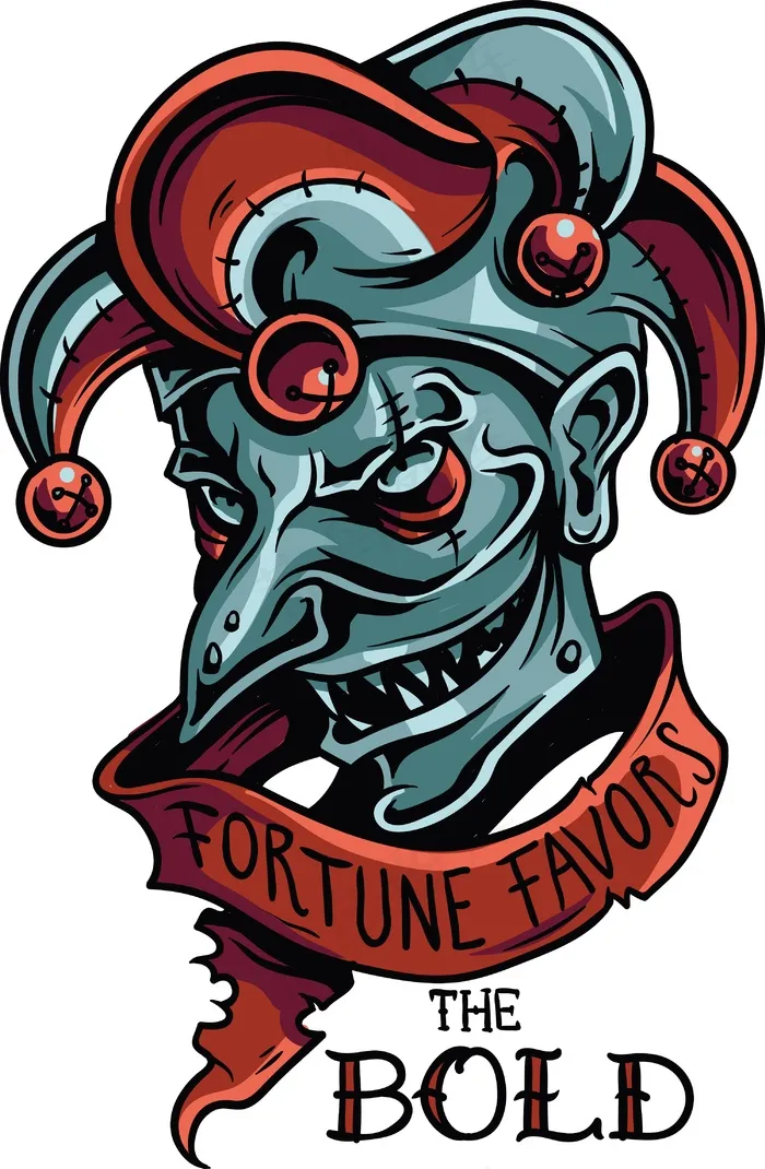 向量的T恤设计与邪恶的小丑eps,ai矢量模版下载