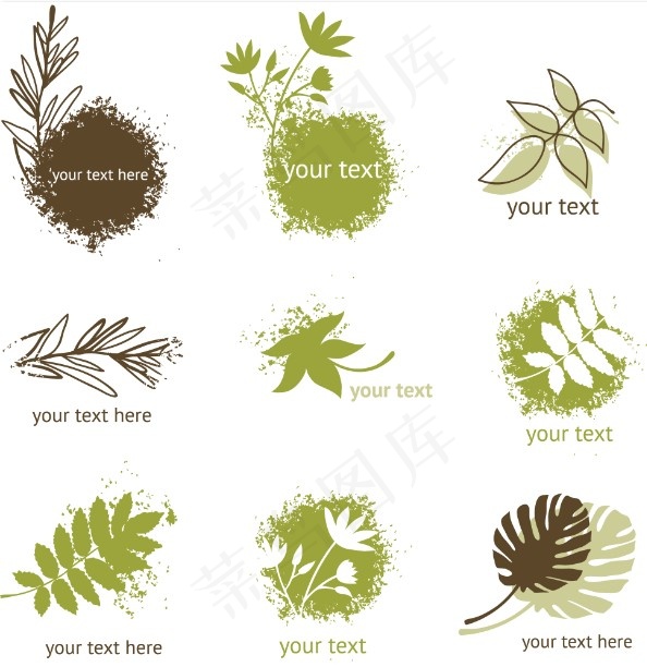 植物枝叶设计矢量图 AI