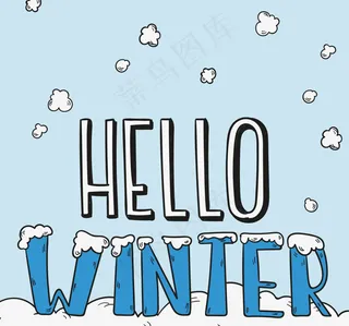 手绘的雪字的冬天背景
