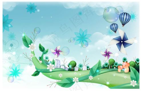 绿色的童话世界矢量背景图 绿色的童话世界矢量背景图