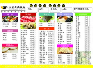 火盆景菜单