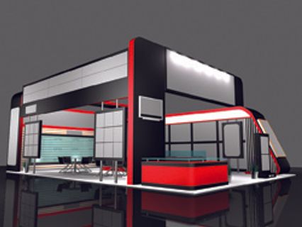 方形3D展厅效果图模型