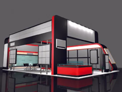 方形3D展厅效果图模型