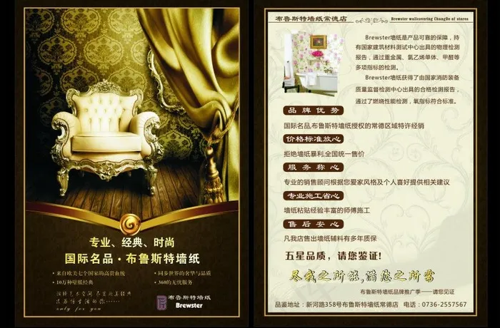 布鲁斯特墙纸宣传单页图片cdr矢量模版下载