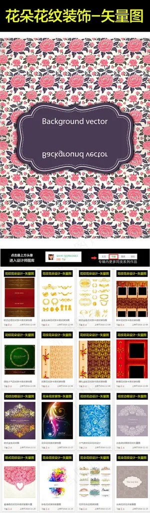 卡通玫瑰鲜花树叶花朵背景图