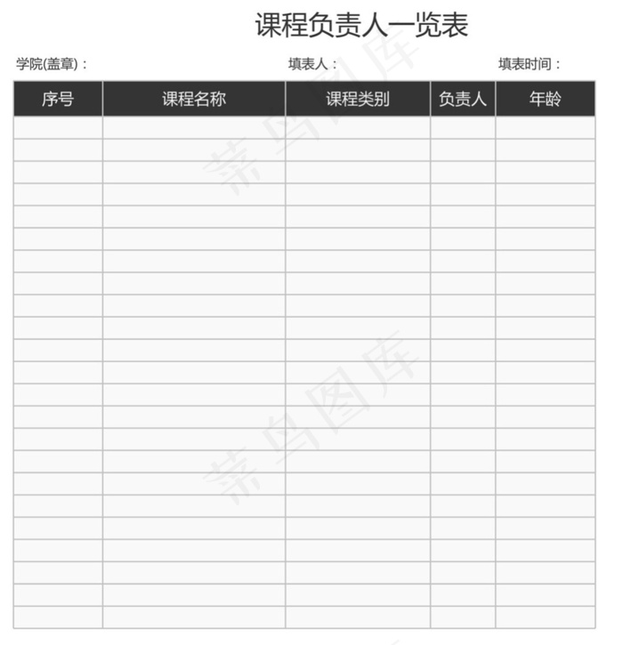 课程负责人一览表