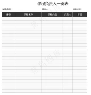 课程负责人一览表