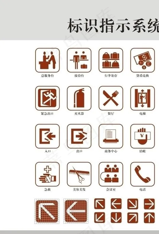 酒店常用指示标识系统图片cdr矢量模版下载