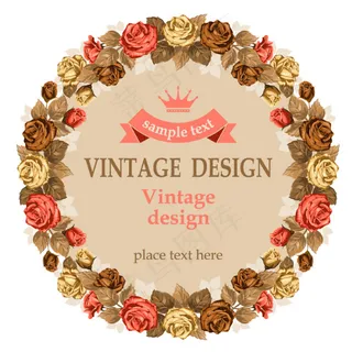 复古蔷薇花环背景