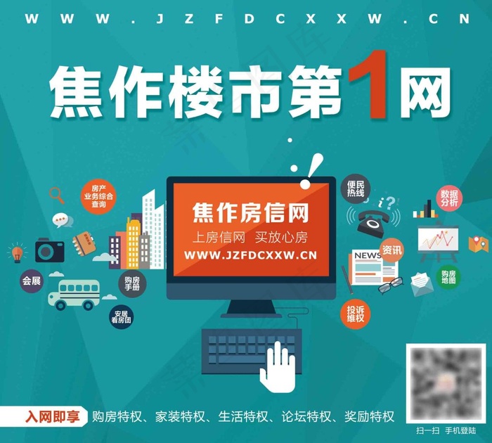 焦作楼市第一网房产网络广告海报(3898X3508(DPI:300))psd模版下载