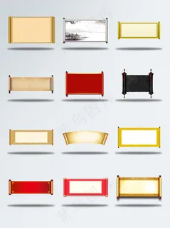 卷轴中国风标题框元素素材