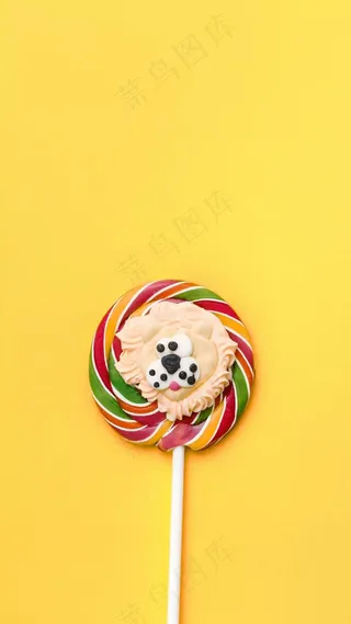 狮子图案的棒棒糖高清摄影图片