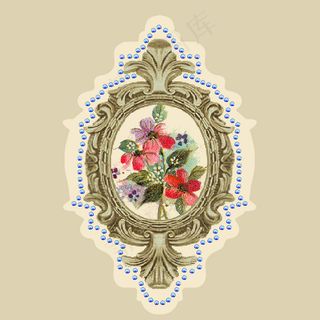 印花矢量图 植物 花朵 花边 烫钻...