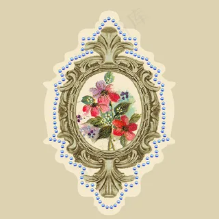 印花矢量图 植物 花朵 花边 烫钻...