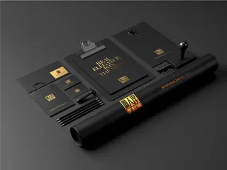 国外VI贴图模板 黑色质感 高端大...