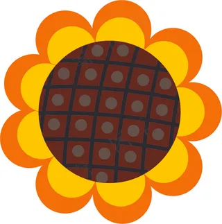 黄橙色矢量向日葵双色花幼儿园道具