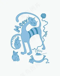 卡通动物猫咪