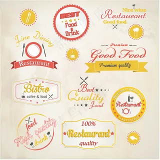 精美西餐标签矢量素材