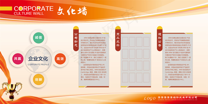 诚信发展企业文化墙psd模版下载