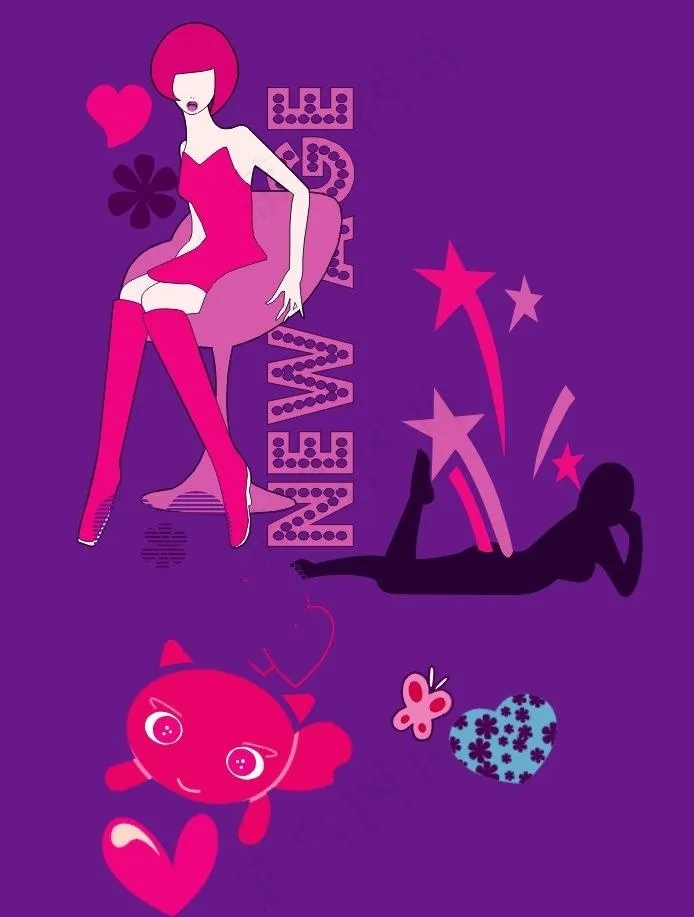 美女印花图片cdr矢量模版下载