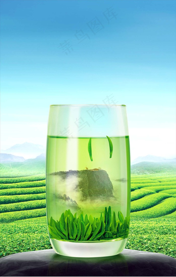 绿色清新茶叶海报背景